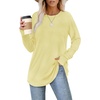 image:imageXIEERDUO Womens Tunic Tops to Wear with Leggings Long Sleeve Thumb Hole Shirts Crew Neck Curved HemYellow
