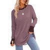 image:imageXIEERDUO Womens Tunic Tops to Wear with Leggings Long Sleeve Thumb Hole Shirts Crew Neck Curved HemPink Stripe