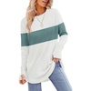 image:imageXIEERDUO Womens Tunic Tops to Wear with Leggings Long Sleeve Thumb Hole Shirts Crew Neck Curved HemWhite Blue