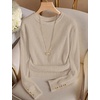 image:imageXIEERDUO Womens Sweaters Button Long Sleeve Shirts Fall Winter OutfitsApricot