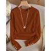image:imageXIEERDUO Womens Sweaters Button Long Sleeve Shirts Fall Winter OutfitsOrange Caramel